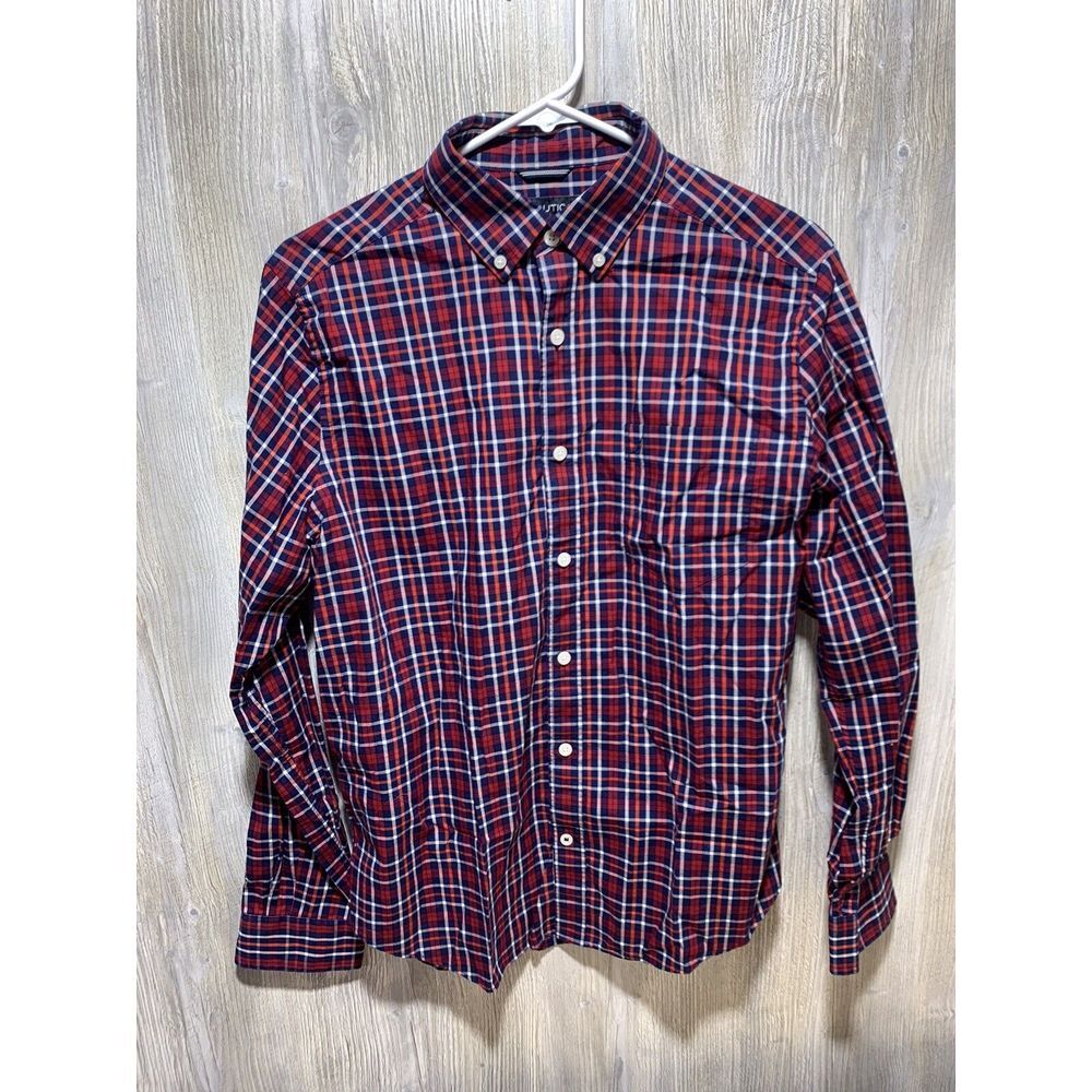 Nautica Long Sleeve Plaid Button Up Mens Size M